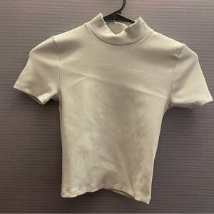 Babaton Cream Ribbed Crop Top